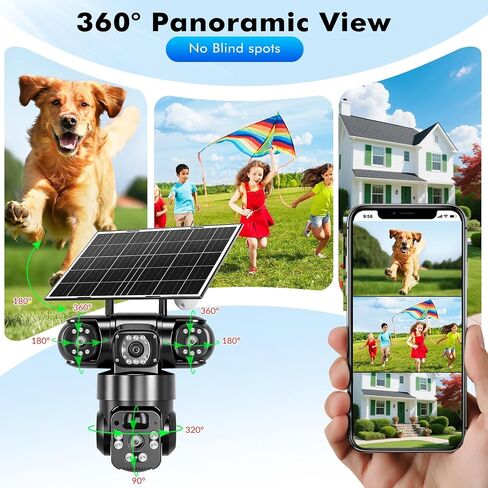 KEPEAK Solar Security Camera Outdoor Wireless, Triple-Lens WiFi Camera 2.4G, Battery Powered Outdoor Camera Wireless, Color Night Vision, PIR Human Detection, 2-Way Talk for Home Yard Garage in Saudi Arabia