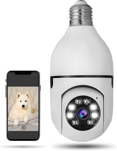 Light Bulb Security Camera 1080P WiFi Camera 2.4Ghz 360 Degree WiFi Outdoor Panoramic IP Camera Wireless WiFi Security Camera System with Night Vision, 2-Way Audio, Motion Detection Alarm in Saudi Arabia