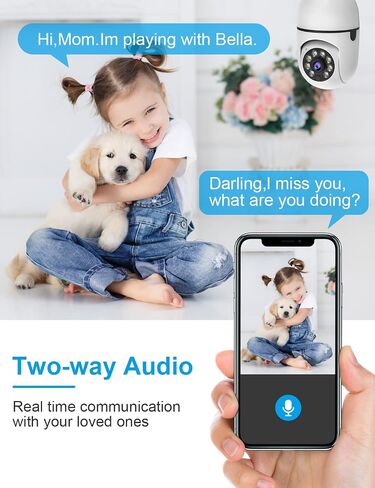 Light Bulb Security Camera 1080P WiFi Camera 2.4Ghz 360 Degree WiFi Outdoor Panoramic IP Camera Wireless WiFi Security Camera System with Night Vision, 2-Way Audio, Motion Detection Alarm in Saudi Arabia