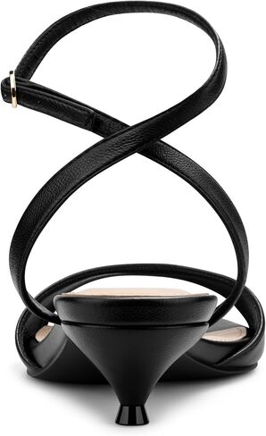 Women Kitten Heels Ankle Strap Open Toe Sandals,Black,7 | Strappy Heels,1.5 Inch,Low Heel,Party,Casual,Dress Shoes in Saudi Arabia