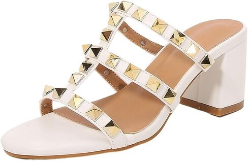 High Heels Women's Rivet Sandals, Outdoor Slippers, Women's Rivet Thick Heels, Versatile Fashion high Heels in Kuwait