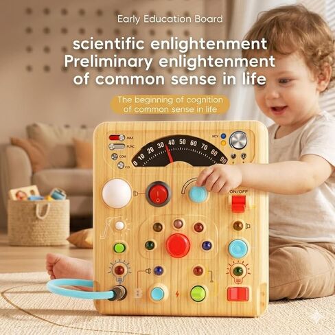 Busy Board for Toddlers, Simulated Electrical Circuit Machine Preschool Learning Toy with Switches & LED Lights, Fine Motor Skills Activity Toy for Age 3+ Year Old Kids Boy Girl, Birthday Gift in Saudi Arabia