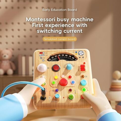 Busy Board for Toddlers, Simulated Electrical Circuit Machine Preschool Learning Toy with Switches & LED Lights, Fine Motor Skills Activity Toy for Age 3+ Year Old Kids Boy Girl, Birthday Gift in Saudi Arabia