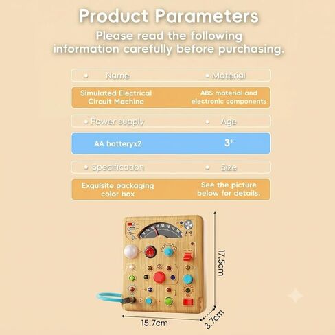 Busy Board for Toddlers, Simulated Electrical Circuit Machine Preschool Learning Toy with Switches & LED Lights, Fine Motor Skills Activity Toy for Age 3+ Year Old Kids Boy Girl, Birthday Gift in Saudi Arabia
