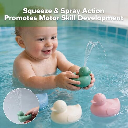 haakaa Dinky Splash Duck Silicone Baby Bath Toy, Detachable & Mold Free Food Grade Silicone Bath Ducks Toys, BPA-Free Squeeze Bathtub Toys,Floating Bath Tub Toys for Babies 6m+ in Saudi Arabia