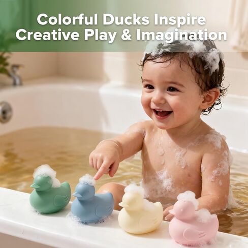 haakaa Dinky Splash Duck Silicone Baby Bath Toy, Detachable & Mold Free Food Grade Silicone Bath Ducks Toys, BPA-Free Squeeze Bathtub Toys,Floating Bath Tub Toys for Babies 6m+ in Saudi Arabia