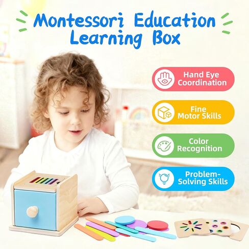 4-in-1 Montessori Coin Box, Wooden Montessori Toys for 1+ Year Old | Object Permanence Ball Drawer Drop Box, Learning Color Sorting Sensory Fine Motor Skills Toys, 1st Birthday Girl Boy Gifts in Saudi Arabia