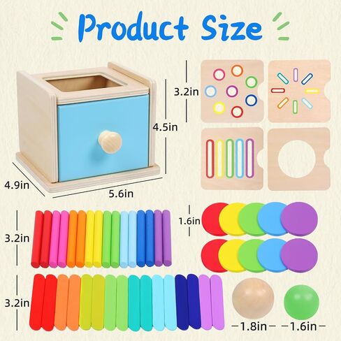 4-in-1 Montessori Coin Box, Wooden Montessori Toys for 1+ Year Old | Object Permanence Ball Drawer Drop Box, Learning Color Sorting Sensory Fine Motor Skills Toys, 1st Birthday Girl Boy Gifts in Saudi Arabia