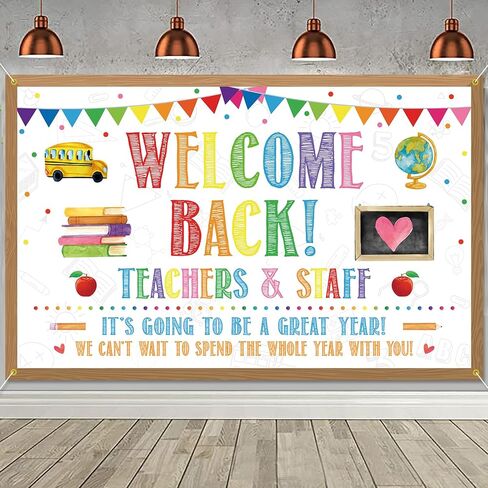 Welcome Back Backdrop Banner Back to School Backdrop Decoration First Day of School Banner Teachers and Staff Classroom Office Party Background Decoration Photo Booth Props White in Kuwait