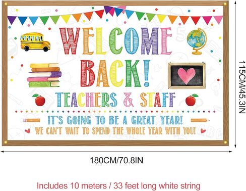 Welcome Back Backdrop Banner Back to School Backdrop Decoration First Day of School Banner Teachers and Staff Classroom Office Party Background Decoration Photo Booth Props White in Kuwait
