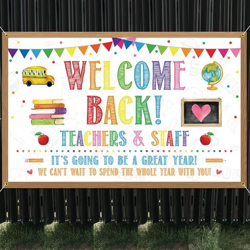 Welcome Back Backdrop Banner Back to School Backdrop Decoration First Day of School Banner Teachers and Staff Classroom Office Party Background Decoration Photo Booth Props White in Kuwait