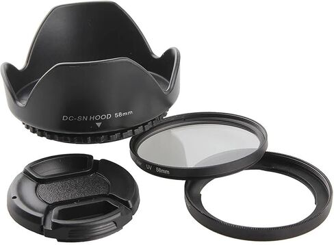 Camera Lens Filter Adapter Metal FA-DC58C 58mm Lens Cap Lens Hood UV Filter for Canon PowerShot G1X (Incompatible with G1X II) Excellent in Saudi Arabia