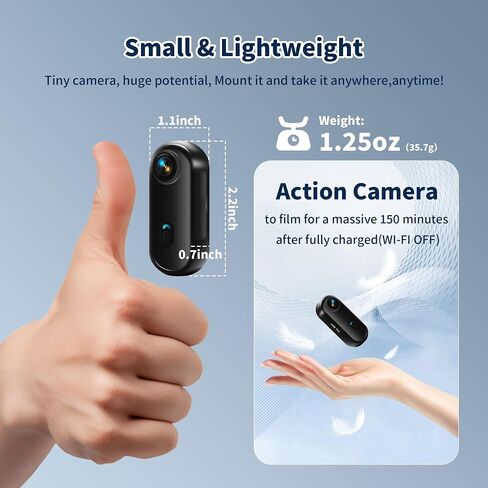 4K Thumb Action Camera with Memory Card Mini Body Camera WiFi Magnetic Clip Wearable Hands-Free Recording POV Camera Waterproof case Mount Anywhere for Sports Vlogging Cycling (DarK Black, 128, GB) in Kuwait