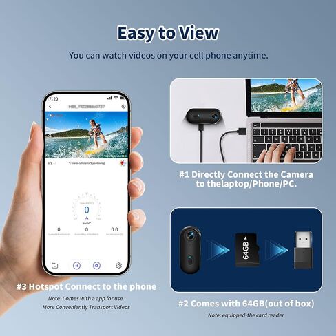 4K Thumb Action Camera with Memory Card Mini Body Camera WiFi Magnetic Clip Wearable Hands-Free Recording POV Camera Waterproof case Mount Anywhere for Sports Vlogging Cycling (DarK Black, 128, GB) in Kuwait