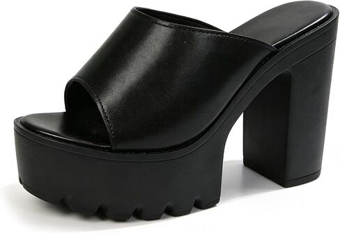 Women'S Platform Chunky Heels Slides Sandals Comfort Round Open Toe Slip On Block High Heel Sandals For Lightweight Platform Dress Casual Party Work Shoes in Kuwait