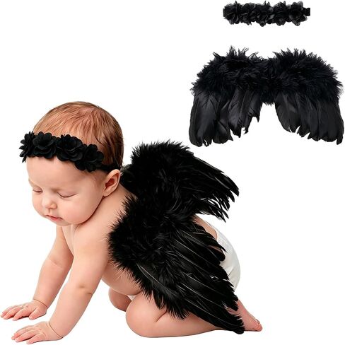 Angel Feather Wings with Floral Headband Photo Prop Costume Set in Saudi Arabia