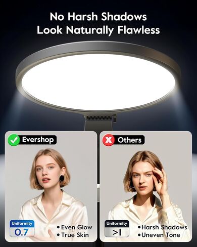 1300 Lumens Ring Light with Stand for Desk, Computer & Laptop – Podcast & Streaming Light with Flexible Phone Holder, CRI 98+ Bright Yet Soft Influencer Light for Video Recording, Conference & Calls in Kuwait