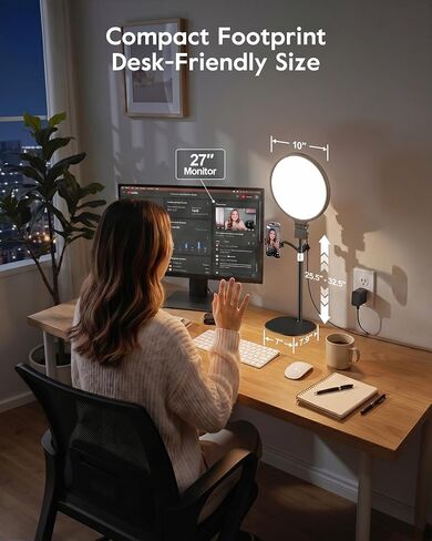 1300 Lumens Ring Light with Stand for Desk, Computer & Laptop – Podcast & Streaming Light with Flexible Phone Holder, CRI 98+ Bright Yet Soft Influencer Light for Video Recording, Conference & Calls in Kuwait