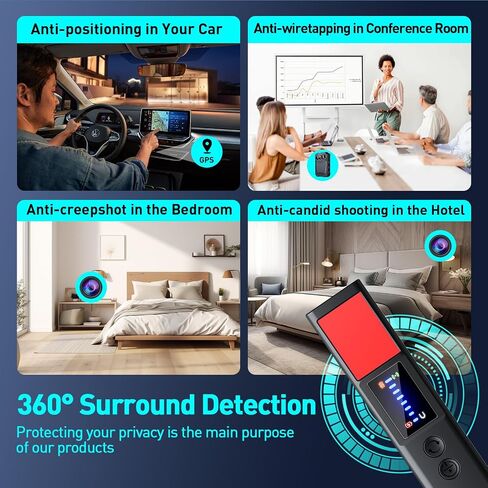 Hidden Camera Detectors, 2026 AI Upgraded Spy Camera Detectors | 8 Levels Sensitivity 9 Modes Signal, 25H Battery, Mini Device Finder for Hotel Car Office Home Travel Meeting Room in Kuwait