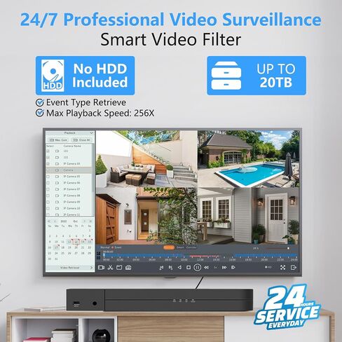16 Channel 4K PoE Network Video Recorder NVR, 16 Port H.265 NVR | Support 4K/2K/8MP/5MP/3MP/1080P PoE Camera, Remote Access, Motion Alarm, 24/7 Recording, Smart Playback, No Hard Disk Drive in Saudi Arabia
