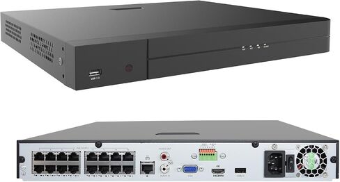 16 Channel 4K PoE Network Video Recorder NVR, 16 Port H.265 NVR | Support 4K/2K/8MP/5MP/3MP/1080P PoE Camera, Remote Access, Motion Alarm, 24/7 Recording, Smart Playback, No Hard Disk Drive in Saudi Arabia