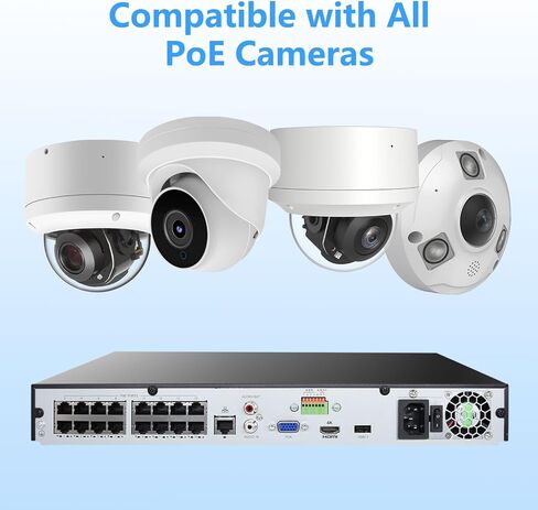 16 Channel 4K PoE Network Video Recorder NVR, 16 Port H.265 NVR | Support 4K/2K/8MP/5MP/3MP/1080P PoE Camera, Remote Access, Motion Alarm, 24/7 Recording, Smart Playback, No Hard Disk Drive in Saudi Arabia