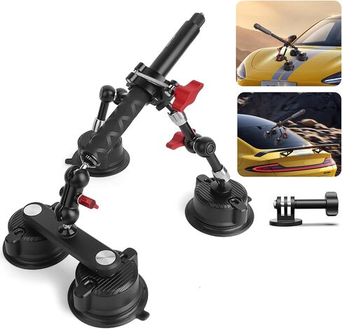 Versatile Camera Suction Cup Car Mount Kit with Telescopic Extension Pole & 360° Magic Arm, Quick Release Vehicle Camera Holder for Insta360 X5/X4/X3 Secure POV Shots,YD002 in Saudi Arabia