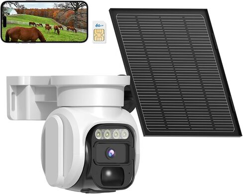 4G LTE Cellular Solar Security Camera Wireless Outdoor, No WiFi Solar Powere Camera Built in SIM Card & Subscription Fee, 350° Live View, 2K Camera with 2 Way Talk, PIR Motion Sensor, Cloud Storage in Saudi Arabia