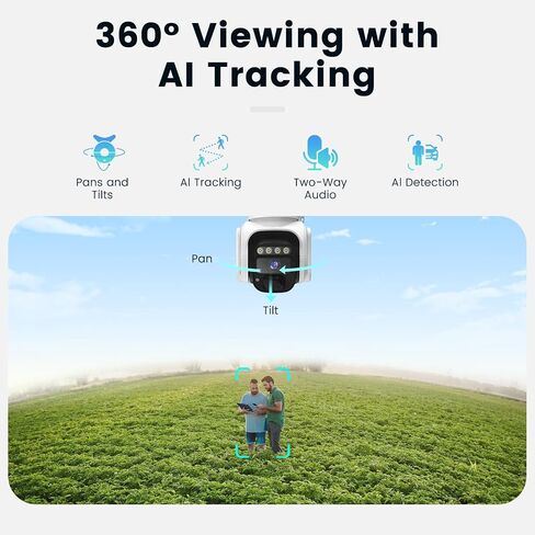 4G LTE Cellular Solar Security Camera Wireless Outdoor, No WiFi Solar Powere Camera Built in SIM Card & Subscription Fee, 350° Live View, 2K Camera with 2 Way Talk, PIR Motion Sensor, Cloud Storage in Saudi Arabia