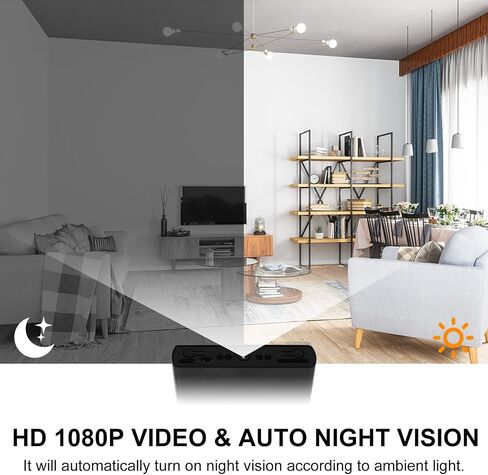 Hidden Camera Nanny cam 1080P HD Portable Video Camera with Motion Detection & Night Vision, No WiFi, Loop Recording Mini Camera for Home Office Outdoor (No Audio) in Saudi Arabia