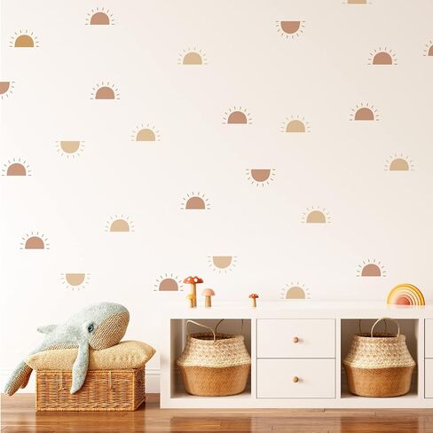 24Pcs Half Sun Boho Art Wall Decals, Peel and Stick Wall Stickers for Living Nursery Room Bedroom Wall Decor in Saudi Arabia