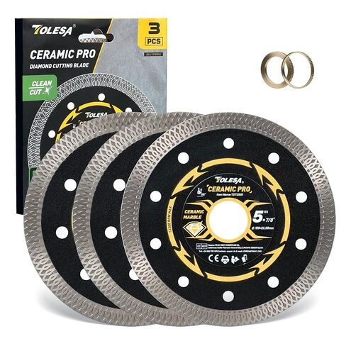 5 Inch Super Thin Diamond Saw Blade, Diamond Saw Blades for Angle Grinder, 5" Tile balde for for Marble and Granite - 7/8" Arbor, 20mm & 16mm Adapter Ring (3-Pack) in Kuwait