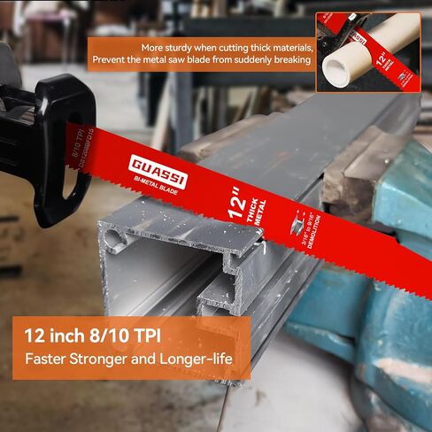 15 Pack 12 Inch 8/10TPI Bi-Metal Reciprocating Saw Blades for Metal Cutting and Demolition Applications Ranging from 3/16" to 9/16",for Diablo Sawzall Blades DS01208BFD15 in Saudi Arabia
