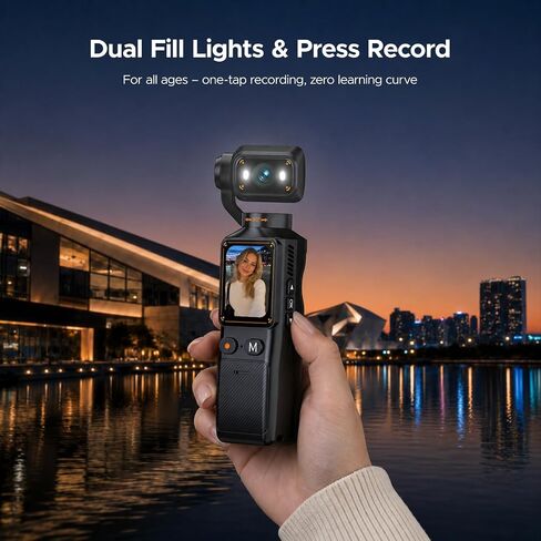 2K Vlogging Camera with 180° Rotating Lens, Pocket Body Camera with Audio & Video Recording, One-Button Start POV Handheld Camcorder, 7Hr Battery & 32GB Card for Travel, Daily Life, Vlogs in Saudi Arabia