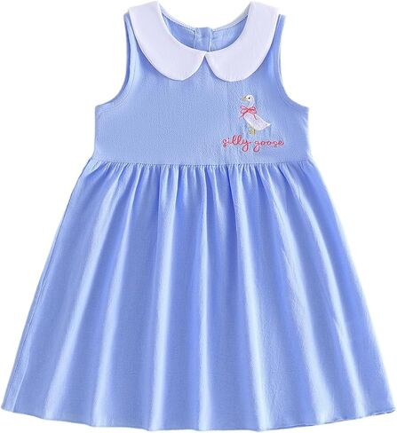 Toddler Girls Back to School Dress Sleeveless Doll Collar Pencil Bow Embroidery A Line Dresses Pre K Outfit in Saudi Arabia