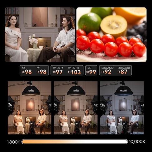 Godox SL300 RF Full Color RGB LED Video Light,PaletteLab Color Engine,330W | Full-Spectrum Output,92% Rec.2020 Coverage,CRI 98,TLCI 99,14FX,1800K-10000K CCT,APP Control,NFC,DMX/RDM,Flat Bowens Mount in Saudi Arabia