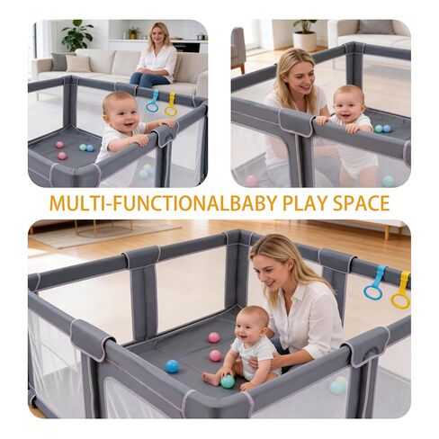 Foldable Baby Playpen 50x50, Collapsible Portable Play Pen for Toddlers 1-3, Indoor & Outdoor Playards with Carry Bag, Breathable Mesh Play Pen, Gray in Kuwait
