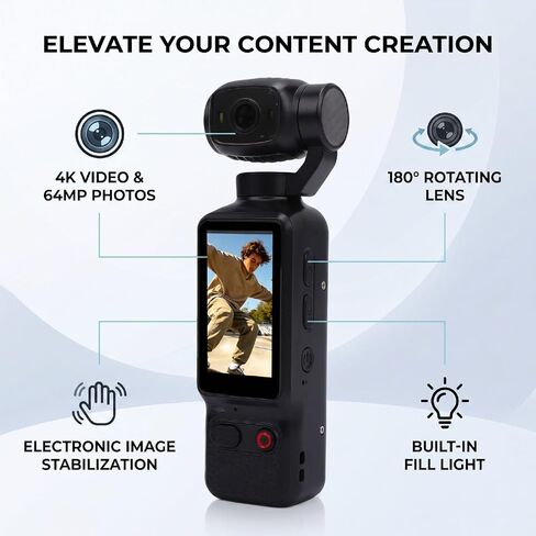 4K Camera, 64MP 180 Lens Rotation Aluminum Alloy | 1.97 Inches High Definition Display Screen Vlog Camera for Creating High Definition Vlogs in Saudi Arabia