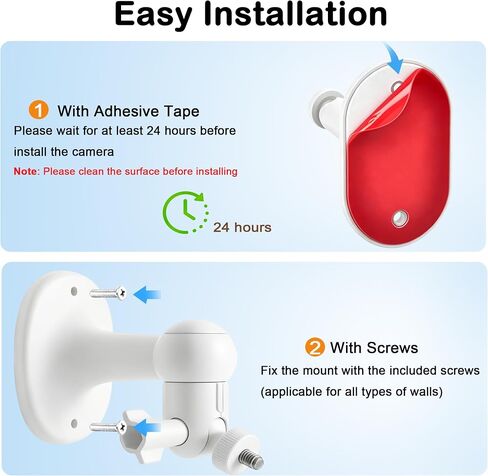 360° Camera Wall Mount for Ring Stick Up Cam, 2-Pack White | 360° Adjustable, Fits Stick Up Cam & Outdoor Cam Plus, Adhesive or Screw Mount, No-Drill, White in Saudi Arabia
