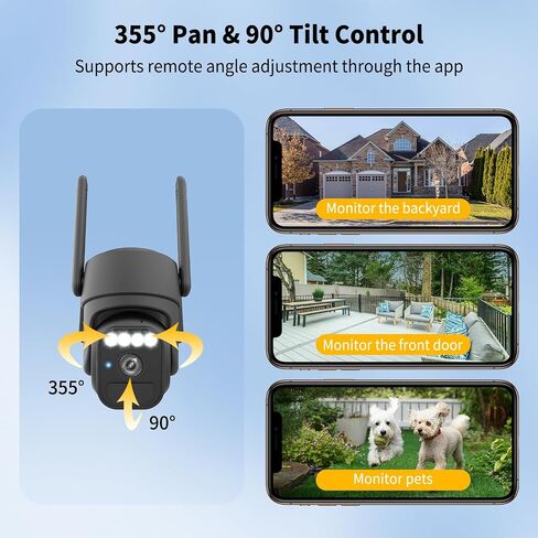 WY-LINK Solar Camera Outdoor Wireless,360° WiFi Security Cameras for Home | light alarm,3-Link App,5200mAh battery with solar panel,IP65 weatherproof,motion detection tracking,2.4G Wi-Fi only,pan/tilt in Kuwait