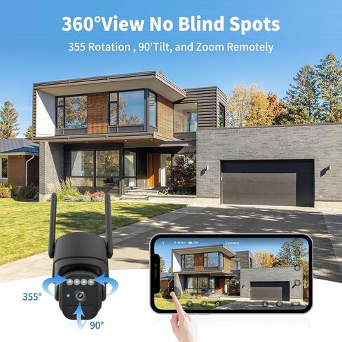 WY-LINK Solar Camera Outdoor Wireless,360° WiFi Security Cameras for Home | light alarm,3-Link App,5200mAh battery with solar panel,IP65 weatherproof,motion detection tracking,2.4G Wi-Fi only,pan/tilt in Kuwait