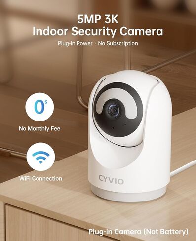 5MP Indoor WiFi Camera with Color Night Vision, No Subscription | 3K Resolution, 5G/2.4G Dual-Band Wi-Fi 6, Auto Tracking, Smart Night Light, 2-Way Audio, Person/Pet/Baby Crying Detection in Saudi Arabia