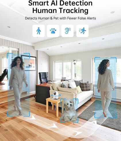 5MP Indoor WiFi Camera with Color Night Vision, No Subscription | 3K Resolution, 5G/2.4G Dual-Band Wi-Fi 6, Auto Tracking, Smart Night Light, 2-Way Audio, Person/Pet/Baby Crying Detection in Saudi Arabia