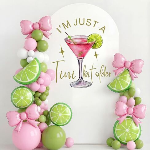 I'm Just a Tini Bit Older Arch Backdrop Cover 6.6ft Spandex Stretchy Covers Pink Bow for Espresso Martini Party Decorations Birthday Bachelorette Anniversary Classy Cocktail Party in Saudi Arabia