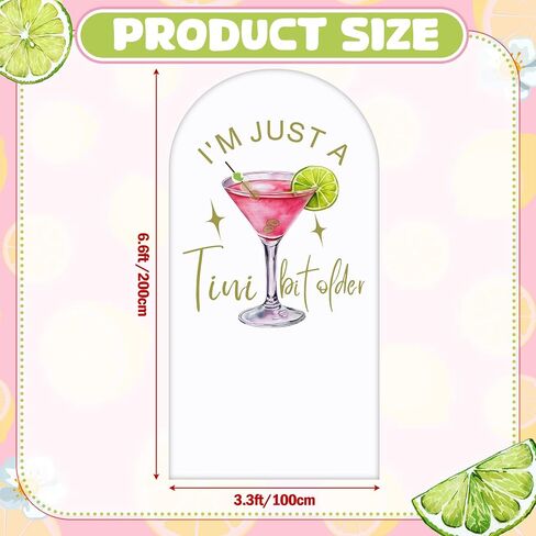I'm Just a Tini Bit Older Arch Backdrop Cover 6.6ft Spandex Stretchy Covers Pink Bow for Espresso Martini Party Decorations Birthday Bachelorette Anniversary Classy Cocktail Party in Saudi Arabia