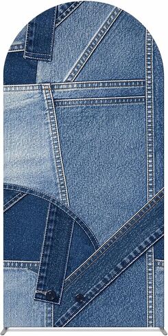Denim Double-Sided Arch Cover Photo Backdrop, 7.2 ft, Blue Jean, for Baby Shower, Birthday, Wedding Party Background in Kuwait