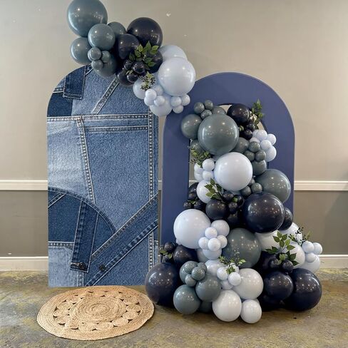 Denim Double-Sided Arch Cover Photo Backdrop, 7.2 ft, Blue Jean, for Baby Shower, Birthday, Wedding Party Background in Kuwait
