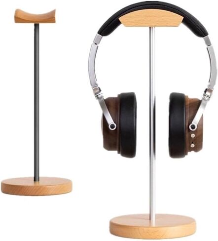 Headphone stand - Natural wood & metal headphone holder. Stand. Gaming stand. Desktop headphones. Artistic function. Craft stand. Suitable for all headphones with wooden base. in Kuwait