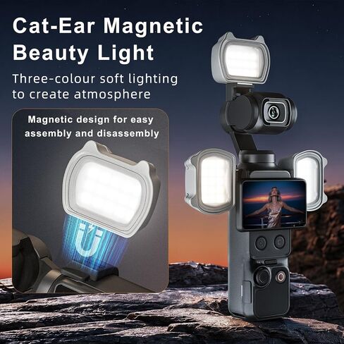 Magnetic LED Video Light for DJI OSMO Pocket 4 Accessories, Auxiliary Rechargeable Fill Lighting for DJI Osmo Pocket 4 Auto-Follow Gimbal Selfie Vlog Camera, 3-Color Temp Brightness Adjustable, USB-C in Saudi Arabia
