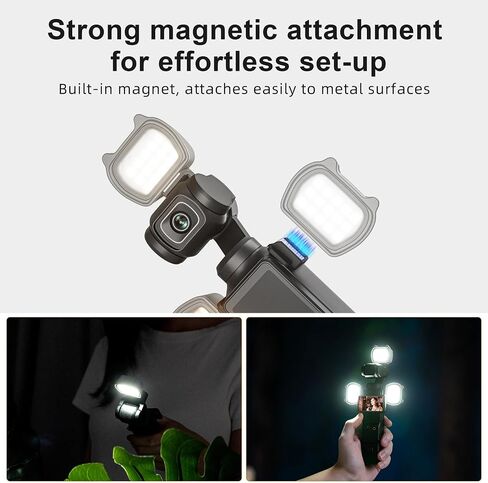 Magnetic LED Video Light for DJI OSMO Pocket 4 Accessories, Auxiliary Rechargeable Fill Lighting for DJI Osmo Pocket 4 Auto-Follow Gimbal Selfie Vlog Camera, 3-Color Temp Brightness Adjustable, USB-C in Saudi Arabia